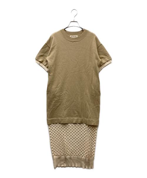 pinue（ピヌエ）PINUE (ピヌエ) ドットホールヘムニットワンピース ベージュ サイズ:Sの古着・服飾アイテム