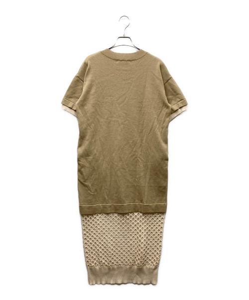 pinue（ピヌエ）PINUE (ピヌエ) ドットホールヘムニットワンピース ベージュ サイズ:Sの古着・服飾アイテム