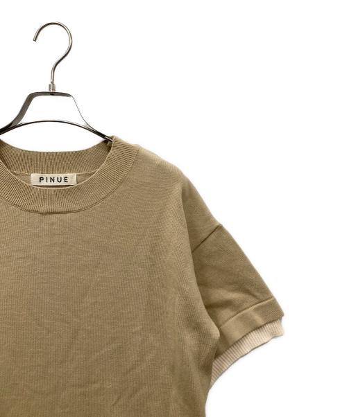 pinue（ピヌエ）PINUE (ピヌエ) ドットホールヘムニットワンピース ベージュ サイズ:Sの古着・服飾アイテム