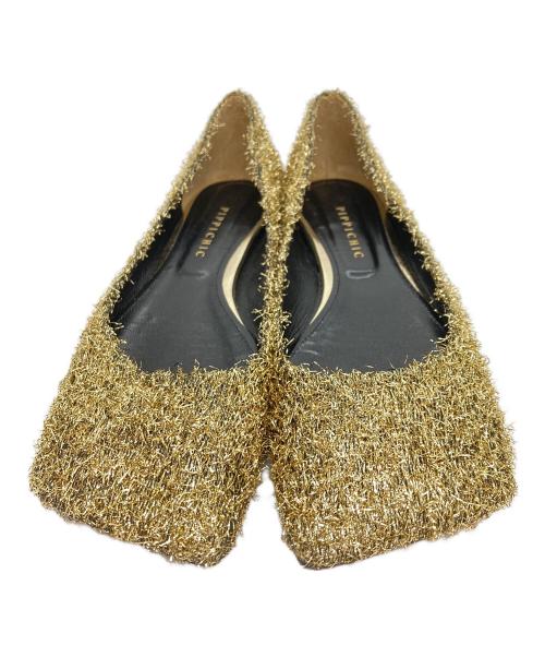 Pippichic（ピッピシック）Pippichic (ピッピシック) LINDA FLAT petit 10 SPARK GOLD バレエシューズ ゴールド サイズ:SIZE 37の古着・服飾アイテム