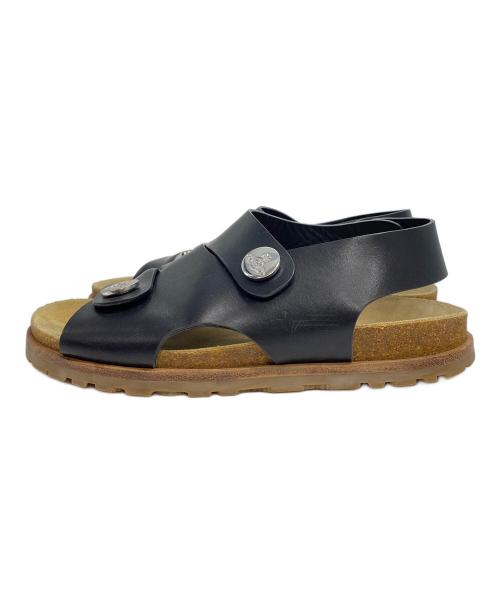 Vivienne Westwood（ヴィヴィアンウエストウッド）Vivienne Westwood (ヴィヴィアンウエストウッド) FLINSTONE TRECK SANDAL レザーサンダル ブラック×ベージュ サイズ:SIZE 36の古着・服飾アイテム