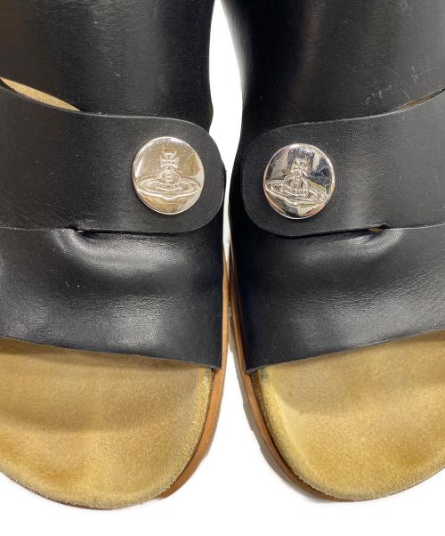 Vivienne Westwood（ヴィヴィアンウエストウッド）Vivienne Westwood (ヴィヴィアンウエストウッド) FLINSTONE TRECK SANDAL レザーサンダル ブラック×ベージュ サイズ:SIZE 36の古着・服飾アイテム