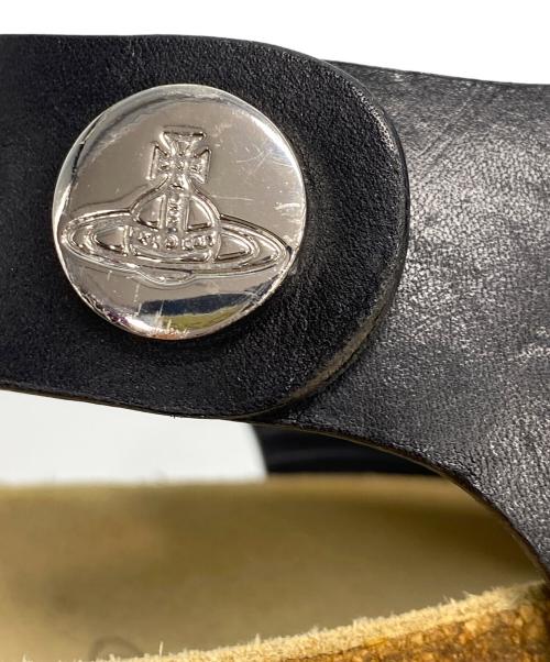 Vivienne Westwood（ヴィヴィアンウエストウッド）Vivienne Westwood (ヴィヴィアンウエストウッド) FLINSTONE TRECK SANDAL レザーサンダル ブラック×ベージュ サイズ:SIZE 36の古着・服飾アイテム