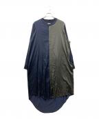 Siseシセ）の古着「ロングシャツ」｜ネイビー×カーキ