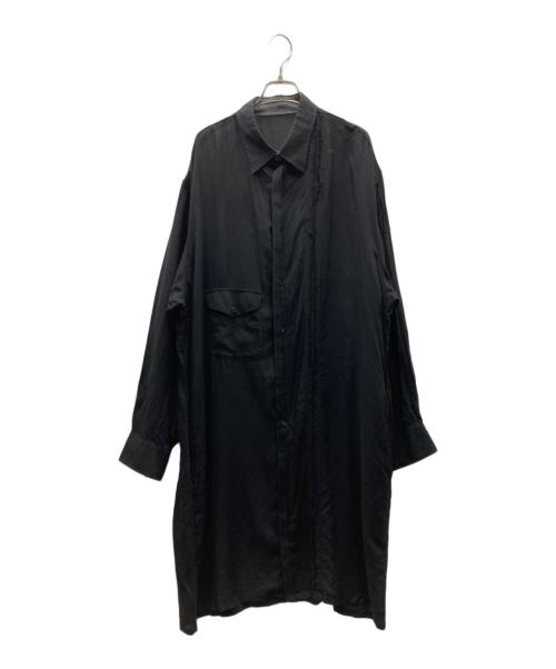 YOHJI YAMAMOTO（ヨウジヤマモト）YOHJI YAMAMOTO (ヨウジヤマモト) 16SS 裁ち切りタックデザインロングテンセルシャツ ブラック サイズ:2の古着・服飾アイテム