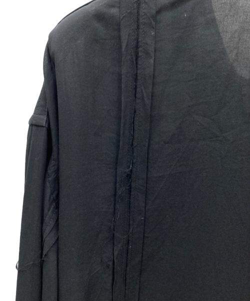 YOHJI YAMAMOTO（ヨウジヤマモト）YOHJI YAMAMOTO (ヨウジヤマモト) 16SS 裁ち切りタックデザインロングテンセルシャツ ブラック サイズ:2の古着・服飾アイテム