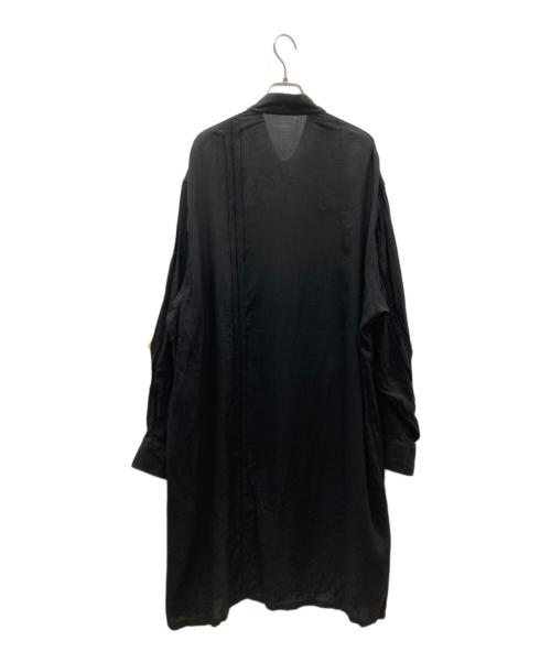 YOHJI YAMAMOTO（ヨウジヤマモト）YOHJI YAMAMOTO (ヨウジヤマモト) 16SS 裁ち切りタックデザインロングテンセルシャツ ブラック サイズ:2の古着・服飾アイテム