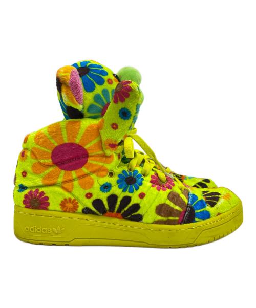 adidas（アディダス）adidas (アディダス) JEREMY SCOTT (ジェレミー スコット) ハイカットスニーカー イエロー×ピンク サイズ:SIZE 26.5cmの古着・服飾アイテム