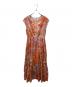 ne quittez pas（ヌキテパ）の古着「Shadow Botanical Print Sleeveless Dress シャドー ボタニカル プリントスリーブレス ドレス ワンピース」｜オレンジ×パープル
