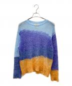 YOKEヨーク）の古着「MOHAIR INTARSIA SHEER SWEATER モヘヤインターシャシアーセーター」｜ブルー×オレンジ