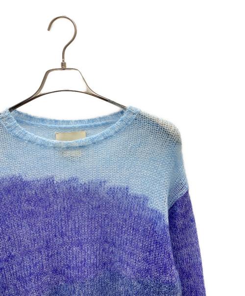 YOKE（ヨーク）YOKE (ヨーク) MOHAIR INTARSIA SHEER SWEATER モヘヤインターシャシアーセーター ブルー×オレンジ サイズ:SIZE 2の古着・服飾アイテム