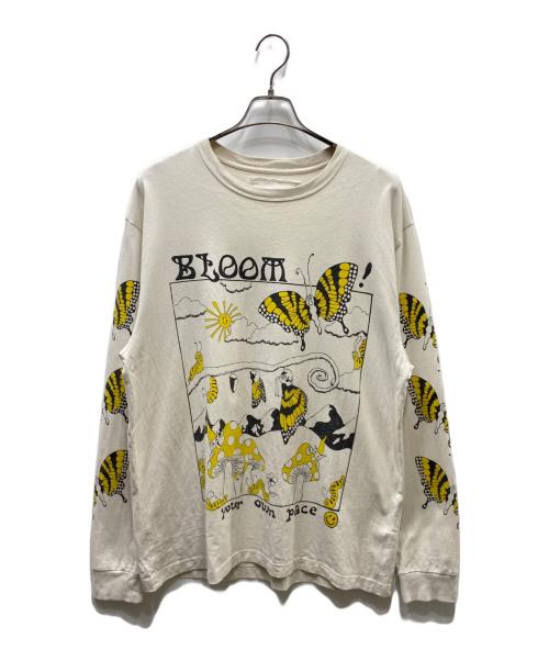 STORY mfg（ストーリーエムエフジー）Story mfg (ストーリーエムエフジー) Bloom at your own pace ロングスリーブカットソー アイボリー×イエロー サイズ:SIZE Lの古着・服飾アイテム
