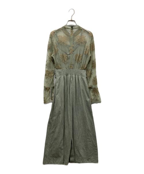 Ameri VINTAGE（アメリヴィンテージ）Ameri VINTAGE (アメリヴィンテージ) FLOWER LACE DRESS フラワーレースドレス フレアワンピース グリーン×ゴールド サイズ:Sの古着・服飾アイテム