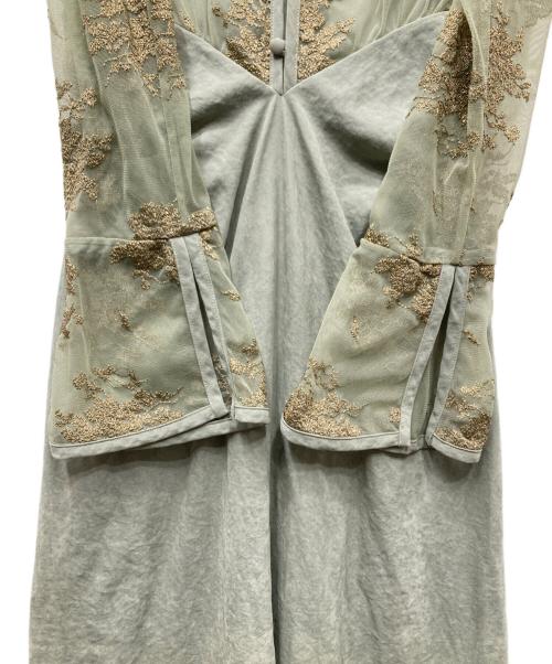 Ameri VINTAGE（アメリヴィンテージ）Ameri VINTAGE (アメリヴィンテージ) FLOWER LACE DRESS フラワーレースドレス フレアワンピース グリーン×ゴールド サイズ:Sの古着・服飾アイテム