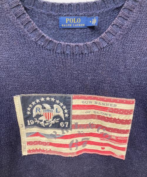POLO RALPH LAUREN（ポロ・ラルフローレン）POLO RALPH LAUREN (ポロ・ラルフローレン) 星条旗ニット ネイビー サイズ:Mの古着・服飾アイテム
