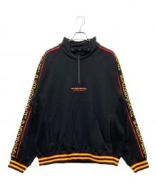 BlackEyePatch（ブラックアイパッチ）の古着「Taped Half Zip Sweat ロゴ刺繍 テープ ハーフジップ スウェット」｜ブラック