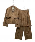 Ameriアメリ）の古着「DEFORMATION PINSTRIPE JACKET&PANTS」｜ブラウン×ピンク