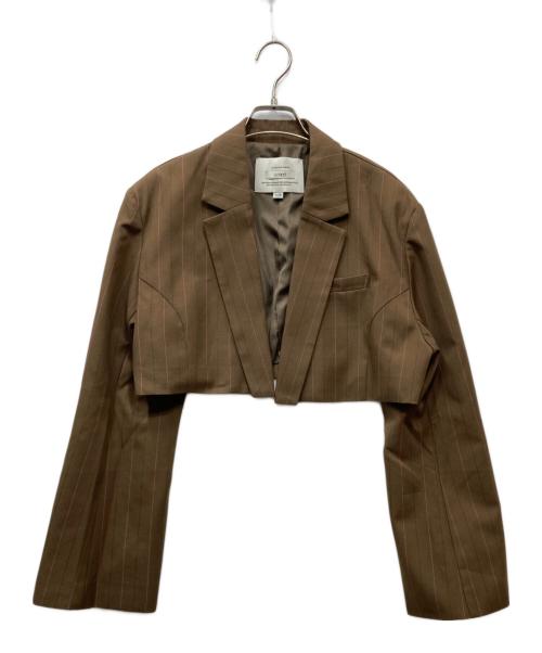 Ameri（アメリ）Ameri (アメリ) DEFORMATION PINSTRIPE JACKET&PANTS ブラウン×ピンク サイズ:Mの古着・服飾アイテム