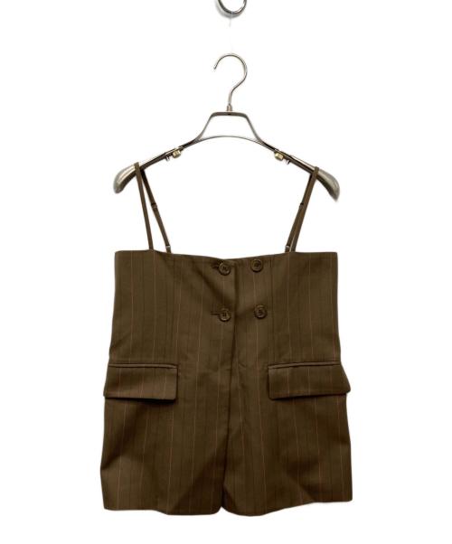 Ameri（アメリ）Ameri (アメリ) DEFORMATION PINSTRIPE JACKET&PANTS ブラウン×ピンク サイズ:Mの古着・服飾アイテム