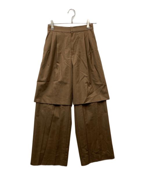Ameri（アメリ）Ameri (アメリ) DEFORMATION PINSTRIPE JACKET&PANTS ブラウン×ピンク サイズ:Mの古着・服飾アイテム
