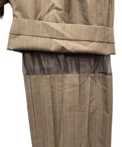Ameri（アメリ）Ameri (アメリ) DEFORMATION PINSTRIPE JACKET&PANTS ブラウン×ピンク サイズ:Mの古着・服飾アイテム