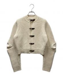 JOHN LAWRENCE SULLIVAN（ジョン ローレンス サリバン）の古着「RIB KNIT JACKET メタルフック ニットカーディガン」｜アイボリー