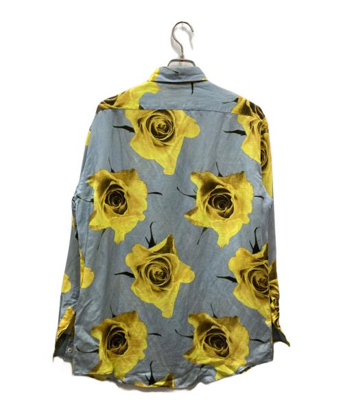 PAUL SMITH（ポールスミス）Paul Smith (ポールスミス) Monarch Rose プリント リネンブレンドシャツ ブルー×イエロー サイズ:Lの古着・服飾アイテム