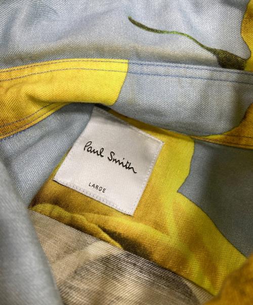 PAUL SMITH（ポールスミス）Paul Smith (ポールスミス) Monarch Rose プリント リネンブレンドシャツ ブルー×イエロー サイズ:Lの古着・服飾アイテム