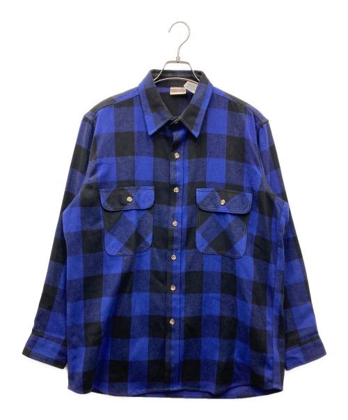 Field & Stream（フィールド＆ストリーム）Field & Stream (フィールド＆ストリーム) ブロックチェック柄 ネルシャツ ブラック×ブルー サイズ:Lの古着・服飾アイテム
