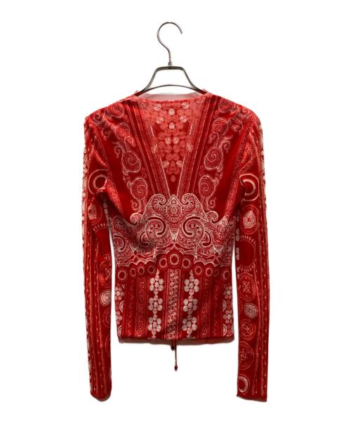 VIVIENNE TAM（ヴィヴィアンタム）VIVIENNE TAM (ヴィヴィアンタム) 総柄シアーブラウス レッド サイズ:XSの古着・服飾アイテム