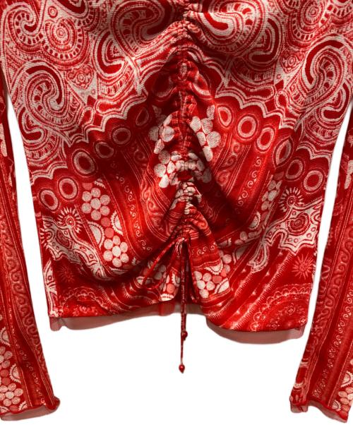 VIVIENNE TAM（ヴィヴィアンタム）VIVIENNE TAM (ヴィヴィアンタム) 総柄シアーブラウス レッド サイズ:XSの古着・服飾アイテム