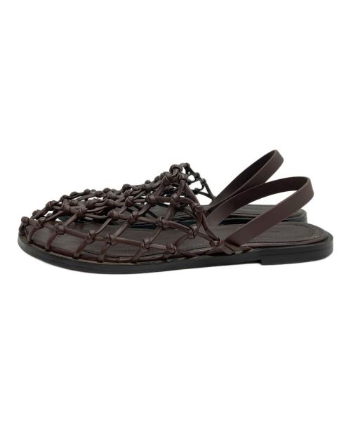 anuke（アンヌーク）anuke (アンヌーク) Braid Flat Shoes メッシュサンダル ブラウン サイズ:サイズ表記無しの古着・服飾アイテム
