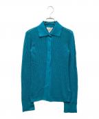 BOTTEGA VENETAボッテガベネタ）の古着「Mesh Women's Cardigan メッシュニットカーディガン」｜ターコイズ