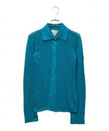 BOTTEGA VENETA（ボッテガベネタ）の古着「Mesh Women's Cardigan メッシュニットカーディガン」｜ターコイズ
