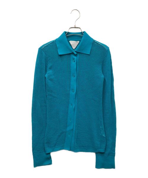 BOTTEGA VENETA（ボッテガベネタ）BOTTEGA VENETA (ボッテガベネタ) Mesh Women's Cardigan メッシュニットカーディガン ターコイズ サイズ:XSの古着・服飾アイテム
