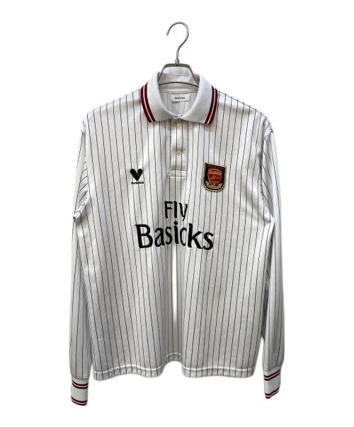 BASICKS（ベイシックス）BASICKS (ベイシックス) BS Oversized Stripe Football Shirt ベースボールシャツ ホワイト×ブラック サイズ:Sの古着・服飾アイテム