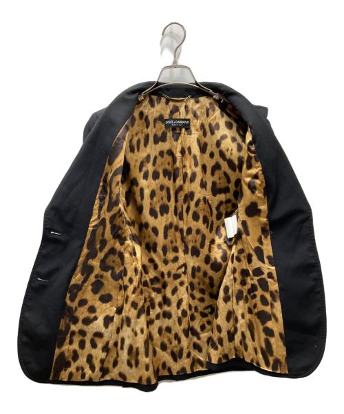 DOLCE & GABBANA（ドルチェ＆ガッバーナ）DOLCE & GABBANA (ドルチェ＆ガッバーナ) 裏地デザイン テーラードジャケット ブラック×ベージュ サイズ:42の古着・服飾アイテム