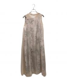 Ameri（アメリ）の古着「2WAY FLOWER LAYERED SHEER DRESS キャミソールワンピース」｜ベージュ×ホワイト