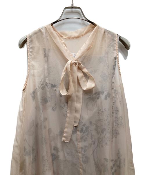Ameri（アメリ）AMERI (アメリ) 2WAY FLOWER LAYERED SHEER DRESS キャミソールワンピース ベージュ×ホワイト サイズ:Mの古着・服飾アイテム
