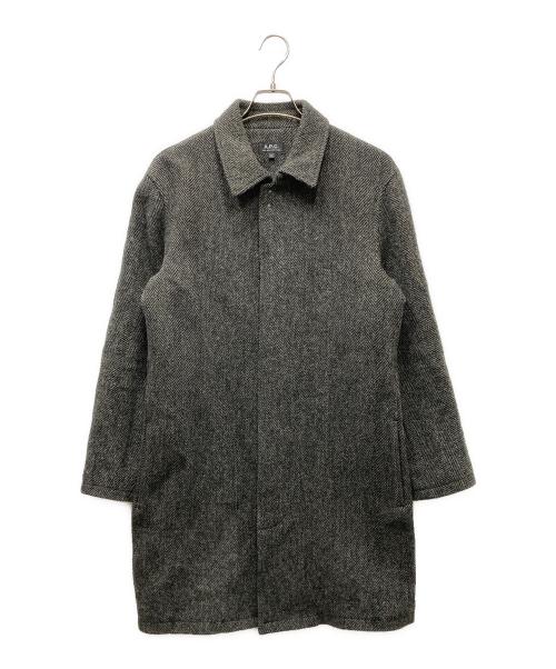 A.P.C.（アーペーセー）A.P.C. (アーペーセー) ツイード 比翼コート ブラック サイズ:Sの古着・服飾アイテム