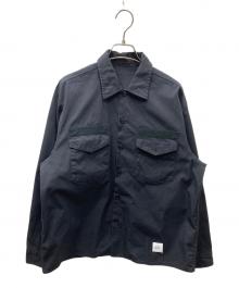 uniform experiment（ユニフォームエクスペリメント）の古着「SLEEVE PANELED DOUBLE POCKET BIG SHIRT ダブルポケットビッグシャツ」｜ブラック