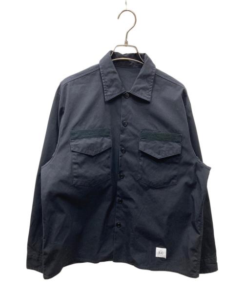uniform experiment（ユニフォームエクスペリメント）uniform experiment (ユニフォームエクスペリメント) SLEEVE PANELED DOUBLE POCKET BIG SHIRT ダブルポケットビッグシャツ ブラック サイズ:FREEの古着・服飾アイテム