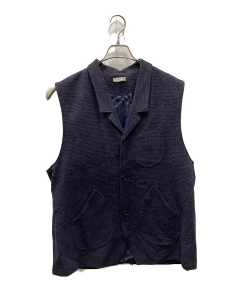 Gorsch（ゴーシュ）GORSCH (ゴーシュ) WOOLRAYON VELVETYARN WAISTCOAT ウールレーヨンベルベットヤーンウェイストコート ネイビー×ブラウン サイズ:48の古着・服飾アイテム