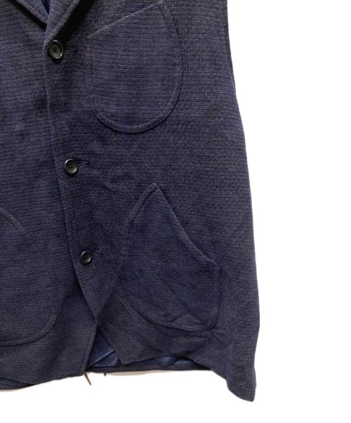 Gorsch（ゴーシュ）GORSCH (ゴーシュ) WOOLRAYON VELVETYARN WAISTCOAT ウールレーヨンベルベットヤーンウェイストコート ネイビー×ブラウン サイズ:48の古着・服飾アイテム