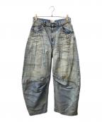ourshesアワシズ）の古着「Dirty grunge balloon pants ダーティグランジバルーンデニムパンツ」｜ブルー