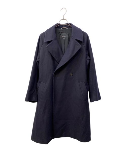 HEVO（イーヴォ）hevo (イーヴォ) ウールナイロン ダブルブレステッド ベルテッドコート ネイビー サイズ:freeの古着・服飾アイテム