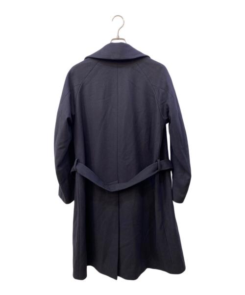 HEVO（イーヴォ）hevo (イーヴォ) ウールナイロン ダブルブレステッド ベルテッドコート ネイビー サイズ:freeの古着・服飾アイテム