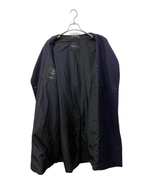 HEVO（イーヴォ）hevo (イーヴォ) ウールナイロン ダブルブレステッド ベルテッドコート ネイビー サイズ:freeの古着・服飾アイテム