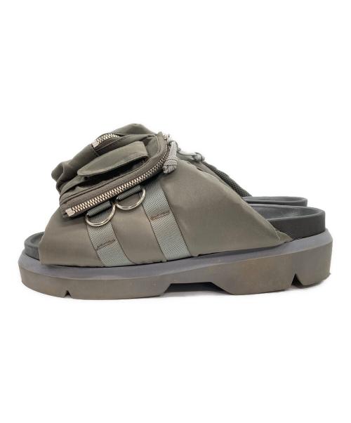 sacai（サカイ）sacai (サカイ) 24SS ポーチ付き スライドサンダル オリーブ サイズ:SIZE 43の古着・服飾アイテム