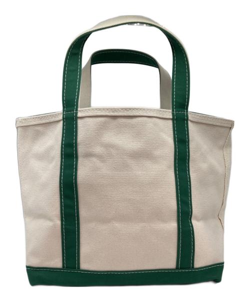 L.L.Bean（エルエルビーン）L.L.Bean (エルエルビーン) ボート・アンド・トート ジップ・トップ  M アイボリー×グリーン サイズ:表記無しの古着・服飾アイテム